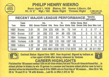 1987 Donruss #465 Phil Niekro Back