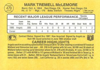 1987 Donruss #479 Mark McLemore Back