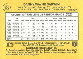 1987 Donruss #508 Danny Darwin Back