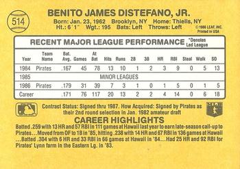 1987 Donruss #514 Benny Distefano Back