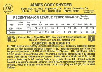 1987 Donruss #526 Cory Snyder Back