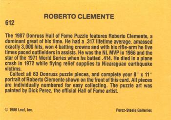 1987 Donruss #612 Roberto Clemente Back
