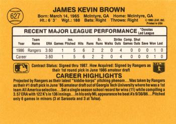 1987 Donruss #627 Kevin Brown Back