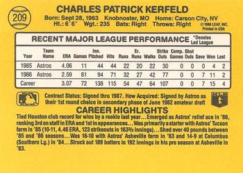 1987 Donruss #209 Charlie Kerfeld Back