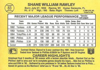 1987 Donruss #83 Shane Rawley Back