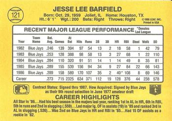 1987 Donruss #121 Jesse Barfield Back