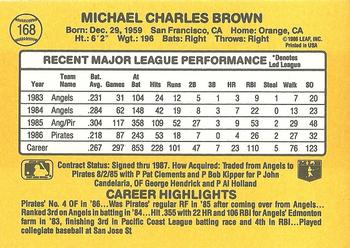 1987 Donruss #168 Mike Brown Back