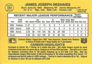 1987 Donruss #184 Jim Deshaies Back