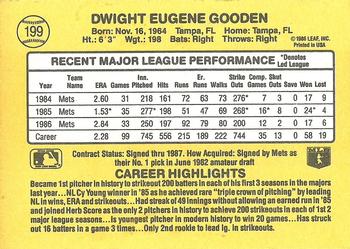 1987 Donruss #199 Dwight Gooden Back