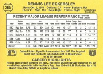 1987 Donruss #365 Dennis Eckersley Back