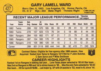1987 Donruss #427 Gary Ward Back