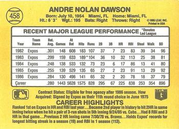1987 Donruss #458 Andre Dawson Back