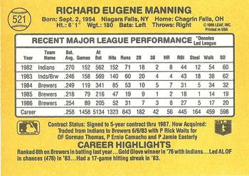 1987 Donruss #521 Rick Manning Back