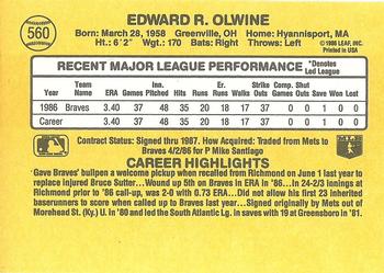 1987 Donruss #560 Ed Olwine Back
