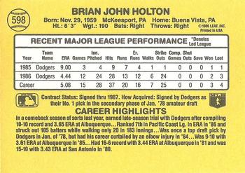 1987 Donruss #598 Brian Holton Back