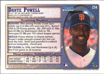 1998 Bowman Chrome #214 Dante Powell Back