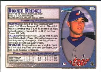 1998 Bowman Chrome #306 Donnie Bridges Back