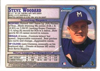 1998 Bowman Chrome #409 Steve Woodard Back