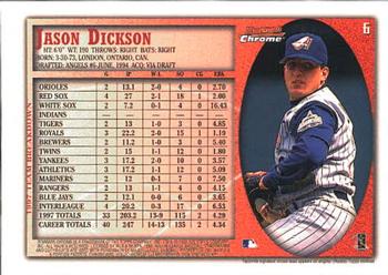 1998 Bowman Chrome #6 Jason Dickson Back