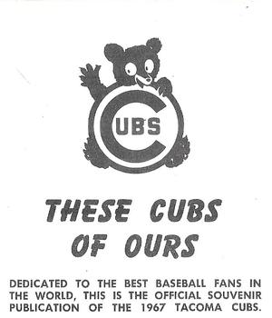 1967 Tacoma Cubs #NNO John Boccabella Back