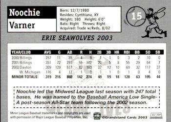 2003 Grandstand Erie SeaWolves #NNO Noochie Varner Back