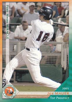2003 Grandstand Florida State League Top Prospects #NNO Joe Mauer Front