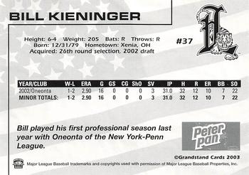 2003 Grandstand Lakeland Tigers #NNO Bill Kieninger Back