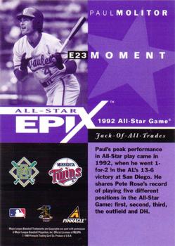 1998 Pinnacle Plus - All-Star Epix Purple #E23 Paul Molitor Back