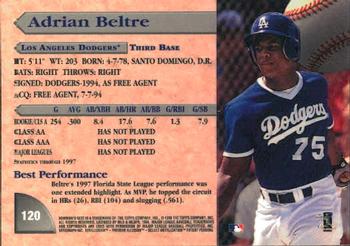1998 Bowman's Best #120 Adrian Beltre Back