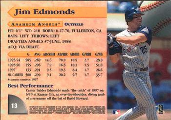 1998 Bowman's Best #13 Jim Edmonds Back
