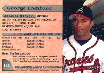 1998 Bowman's Best #144 George Lombard Back