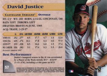1998 Bowman's Best #57 David Justice Back