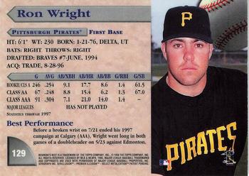 1998 Bowman's Best #129 Ron Wright Back