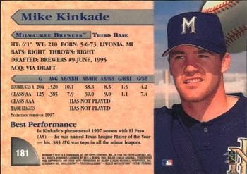 1998 Bowman's Best #181 Mike Kinkade Back