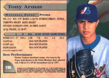 1998 Bowman's Best #195 Tony Armas Jr. Back