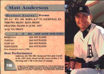 1998 Bowman's Best #196 Matt Anderson Back