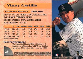 1998 Bowman's Best #36 Vinny Castilla Back