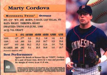 1998 Bowman's Best #40 Marty Cordova Back