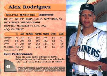 1998 Bowman's Best #45 Alex Rodriguez Back
