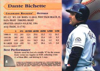 1998 Bowman's Best #4 Dante Bichette Back