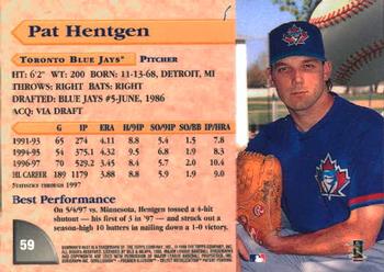 1998 Bowman's Best #59 Pat Hentgen Back