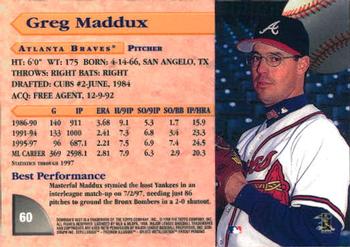 1998 Bowman's Best #60 Greg Maddux Back
