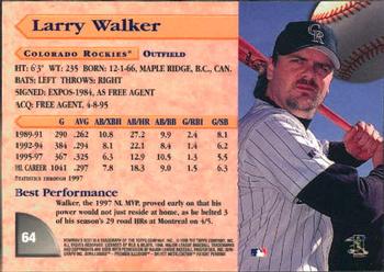 1998 Bowman's Best #64 Larry Walker Back