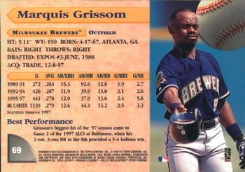 1998 Bowman's Best #69 Marquis Grissom Back