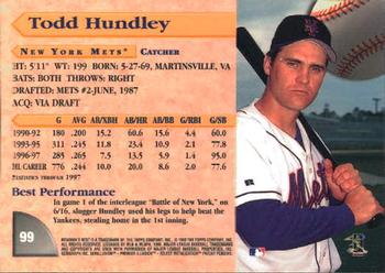 1998 Bowman's Best #99 Todd Hundley Back