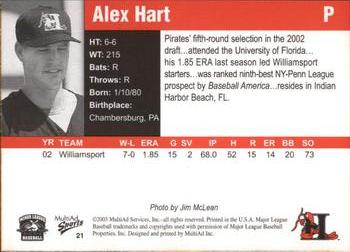 2003 MultiAd Hickory Crawdads Update #21 Alex Hart Back