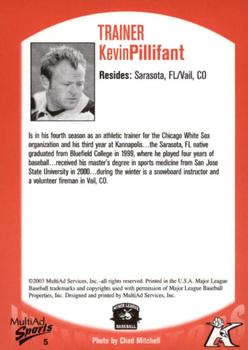 2003 MultiAd Kannapolis Intimidators #5 Kevin Pillifant Back