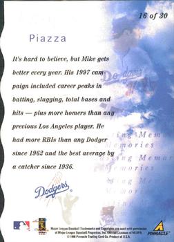 1998 Pinnacle Plus - Lasting Memories #16 Mike Piazza Back