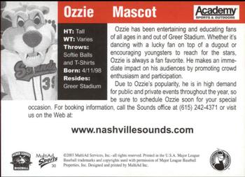 2003 MultiAd Nashville Sounds #30 Ozzie Back