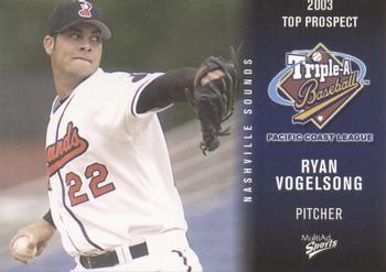 2003 MultiAd Pacific Coast League Top Prospects #33 Ryan Vogelsong Front